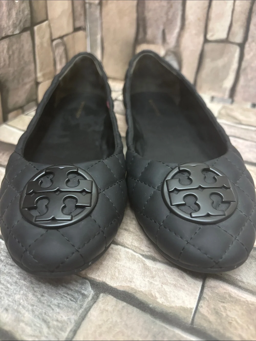 Women’s Tory Burch Chelsea Quilted Ballet Flats black nappa leather Sz 10